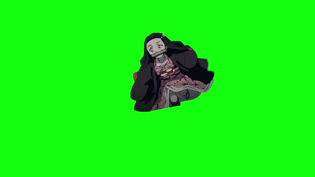 Kimetsu no Yaiba small Nezuko running green screen