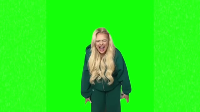 Lady screaming green screen
