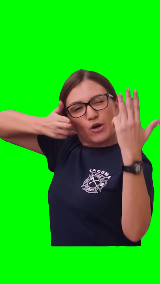 Lady showing the bird green screen