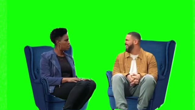 Leslie Jones and draks laugh green screen