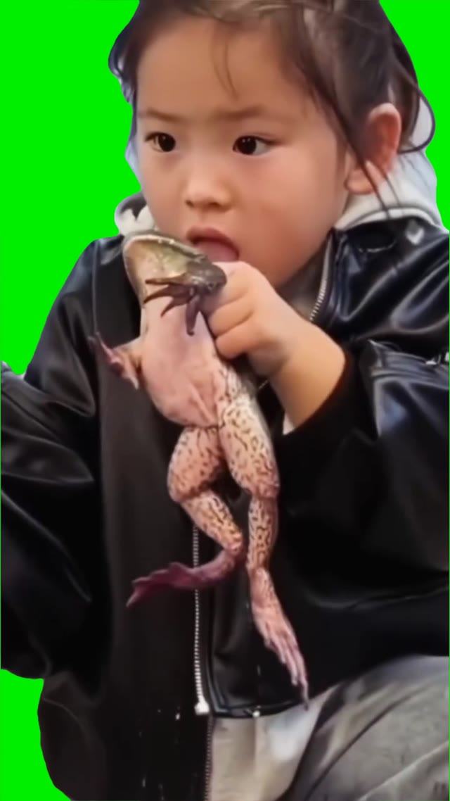 Licking n spitting green screen