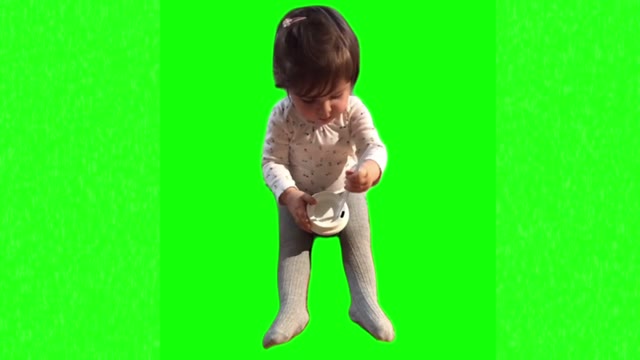 Little girl frustrated and mad green screen