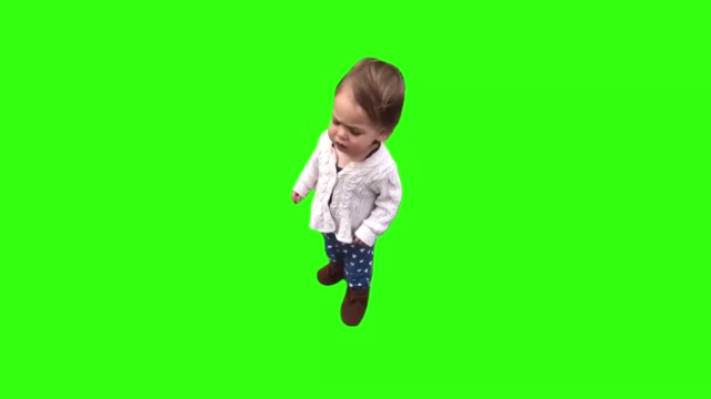 Little girl saying no no no green screen