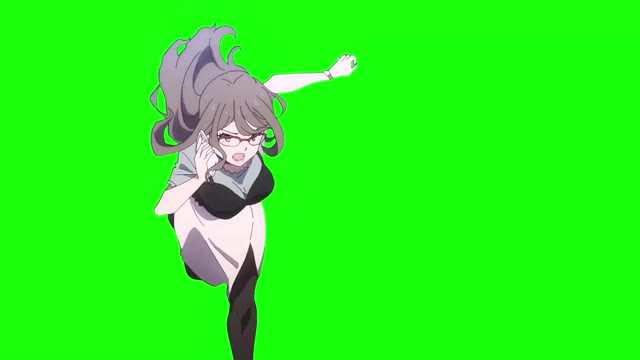 Lycoris Recoil Mizuki Running green screen