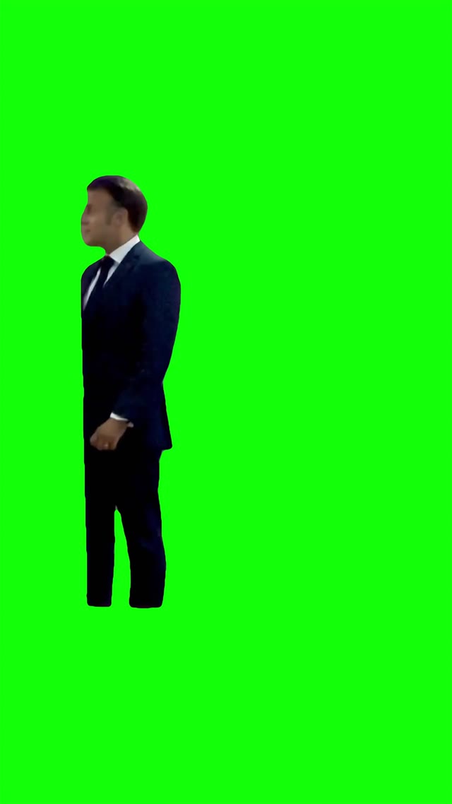 Macron shove green screen