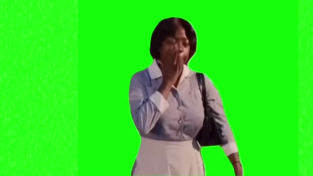 Maid walking crying green screen