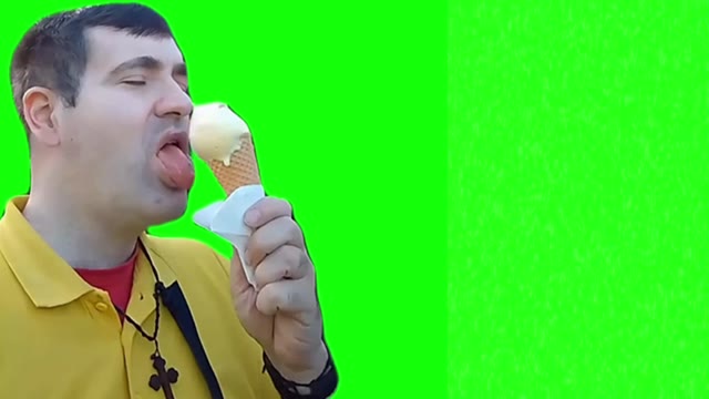 Man Eating Ice Cream green screen