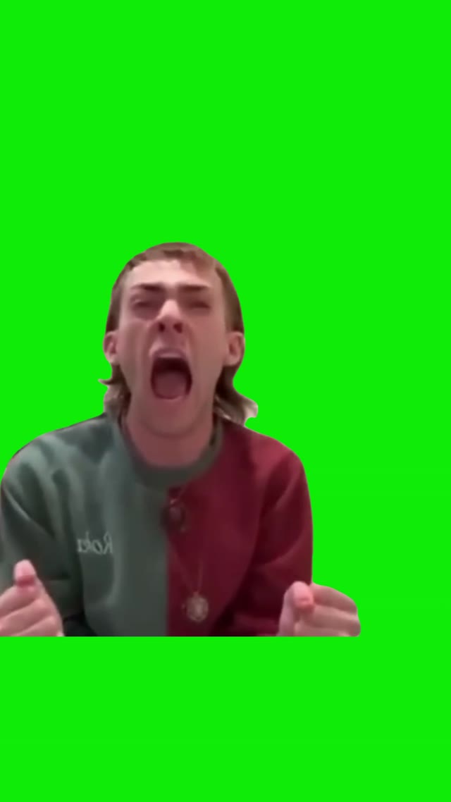 Man Screaming WTF Rock Remix green screen