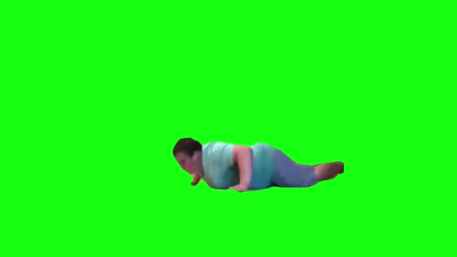 Man bouncing on floor green screen