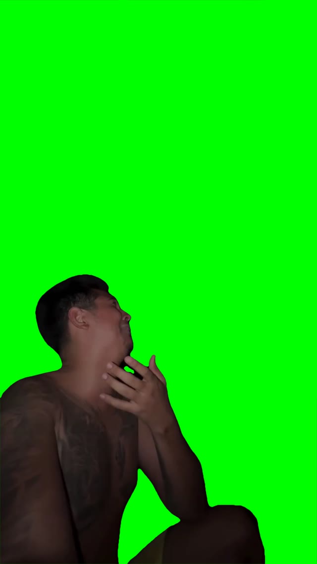 Man complaining green screen