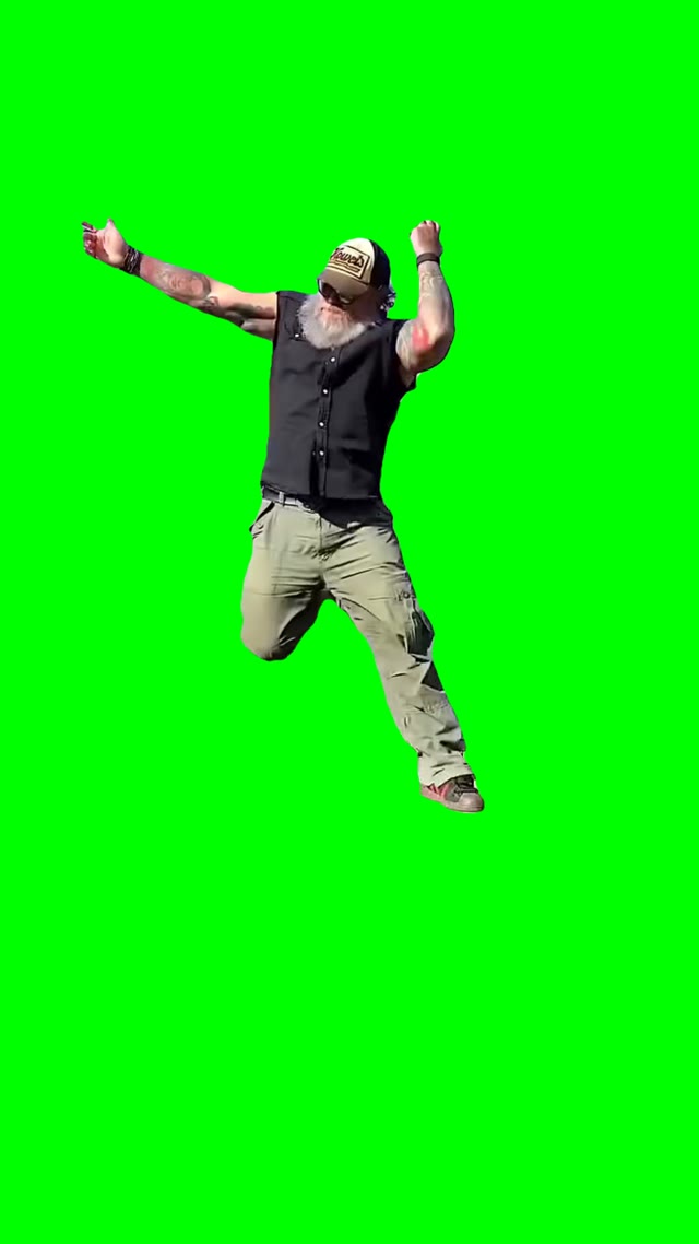 Man flying stop motion green screen