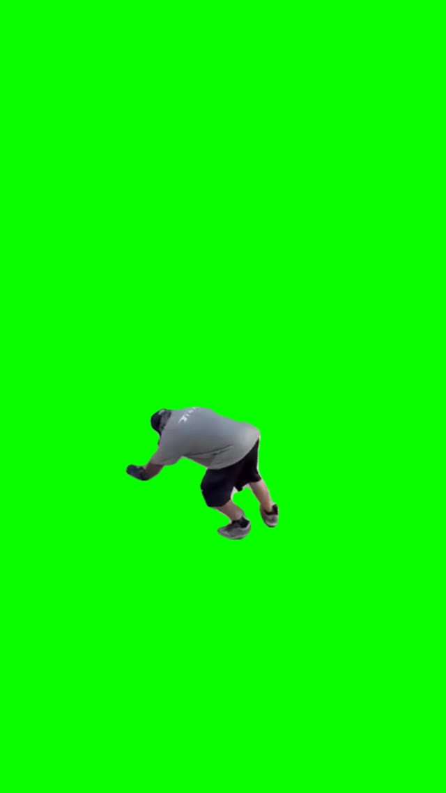 Man sliding down green screen