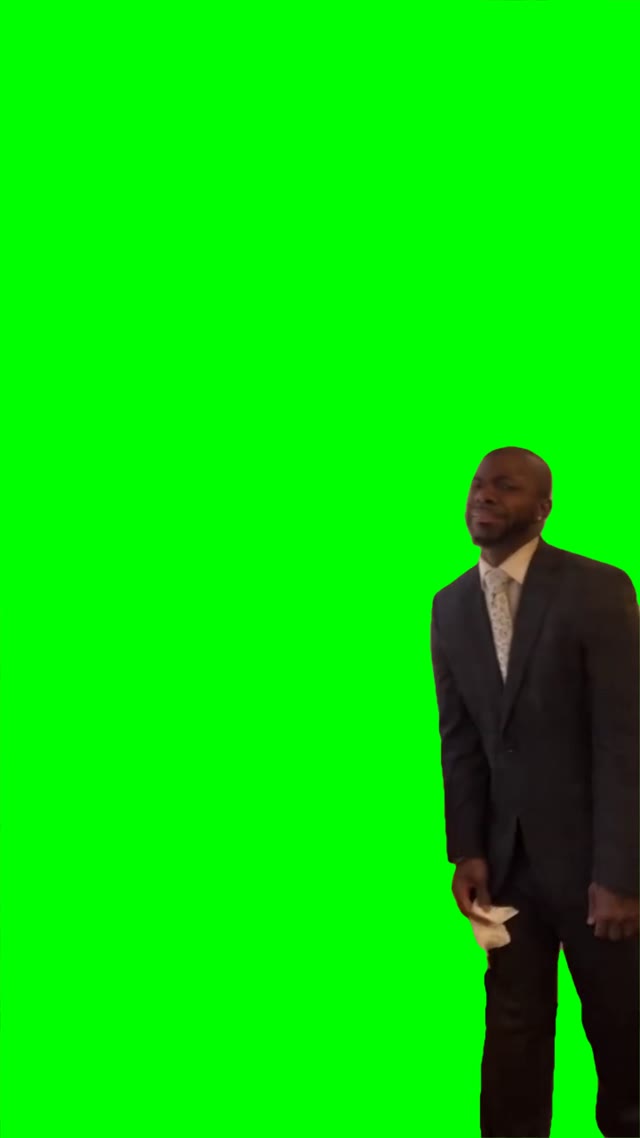Man whining green screen