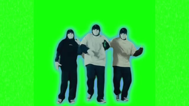 Masked man dancing green screen