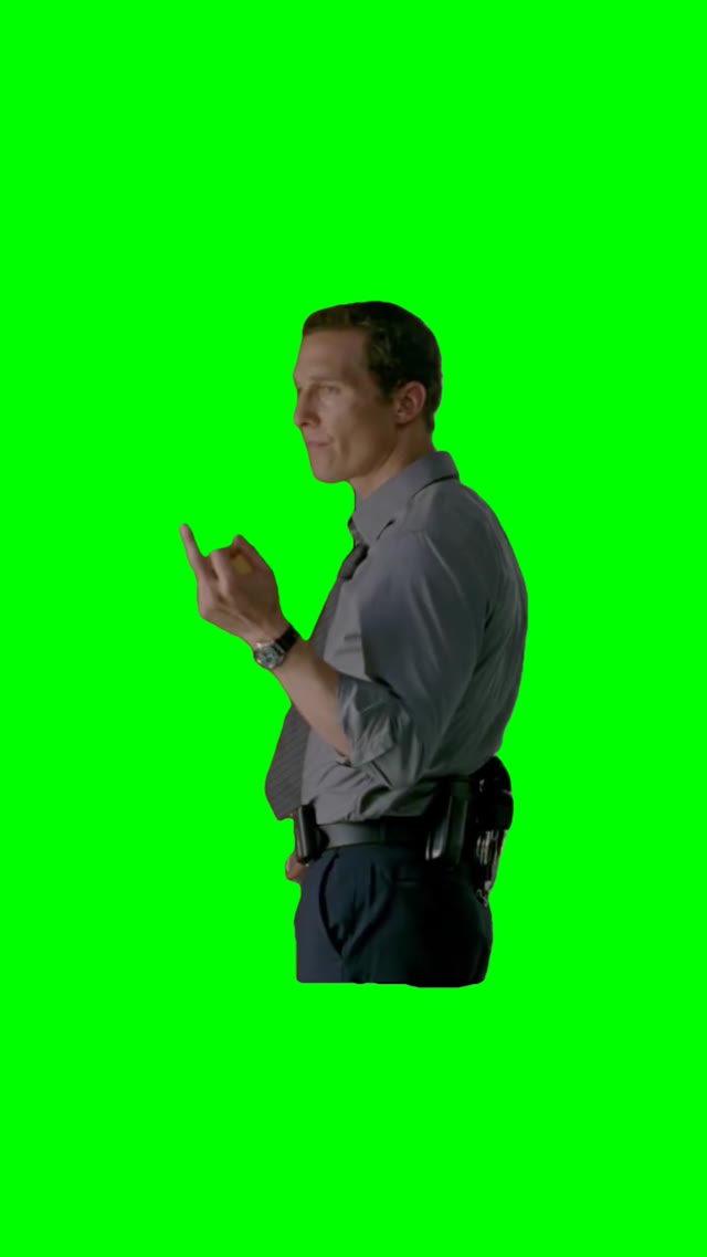 Matthew showing finger to woody green screen