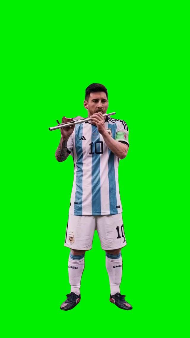 Messi Playing Flute green screen