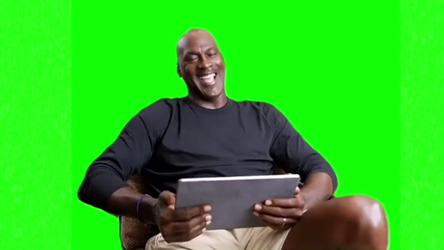 Michael Jordan laughing green screen