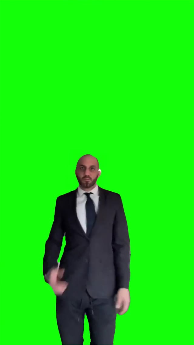Michael shows a finger green screen