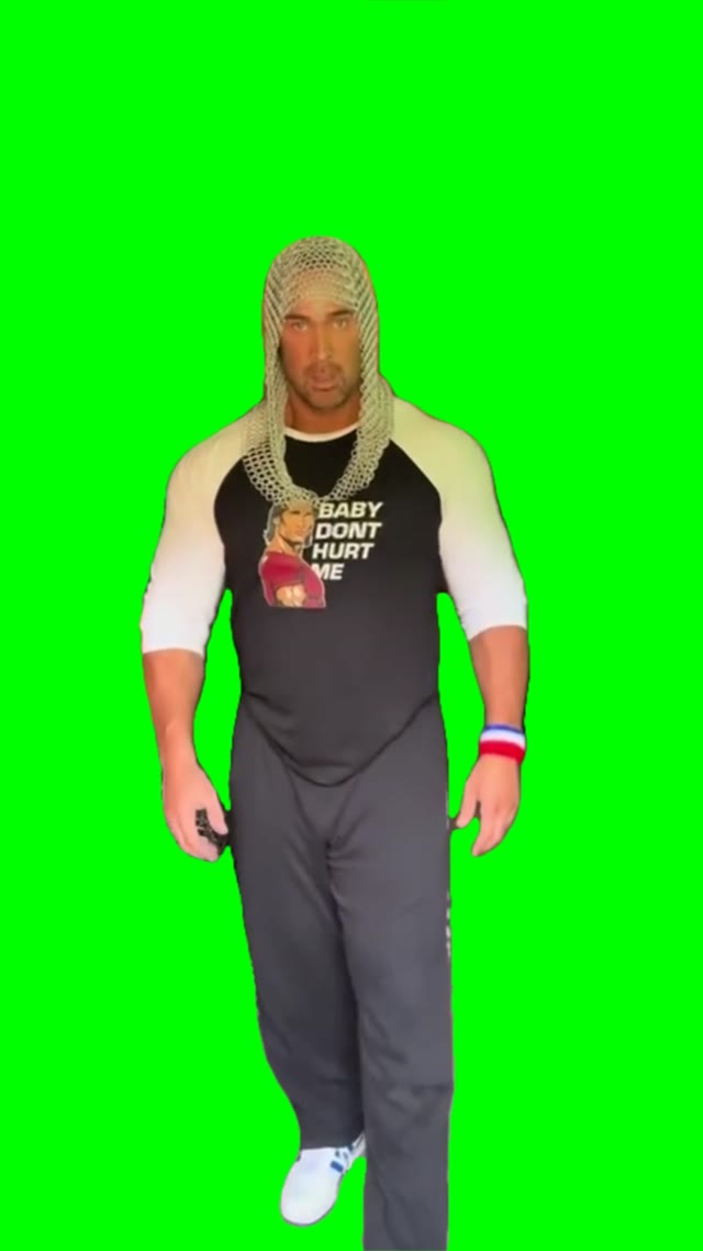 Mike flexing green screen