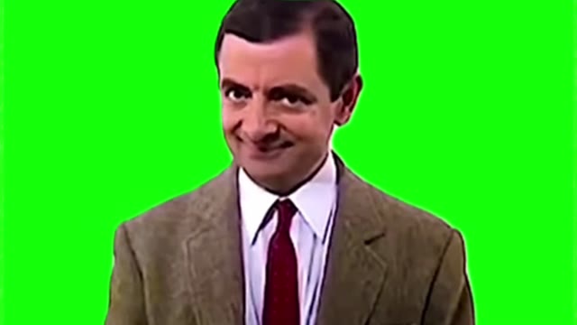 Mr.bean smiling green screen