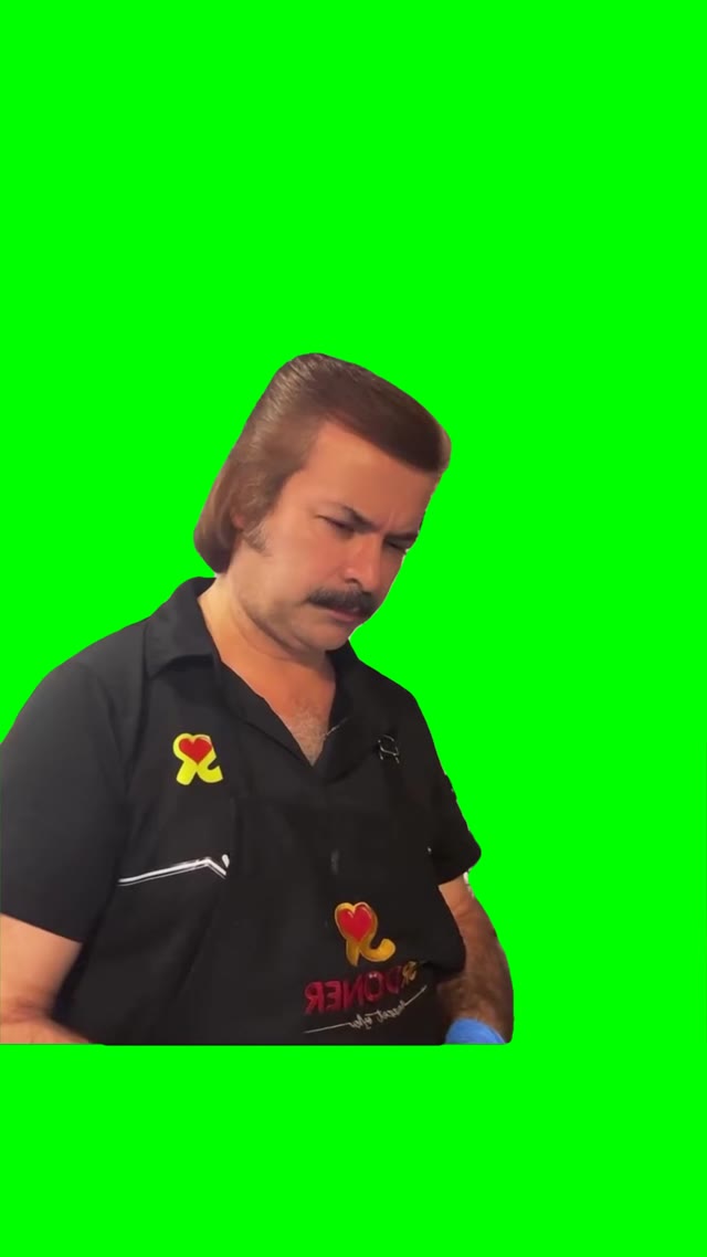 Mustache man Winking green screen