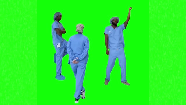 Nurses dancing to Hide away Dance green screen