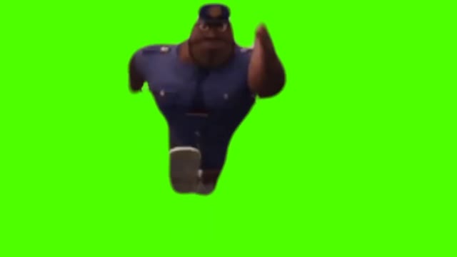 Officer earl running green screen