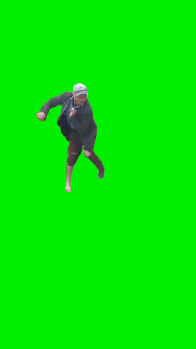 Old dude dancing green screen