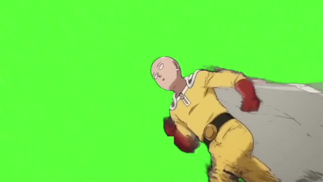 One Punch Man Saitama Runs green screen