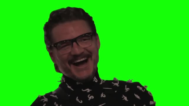 Pedro Pascal happy green screen