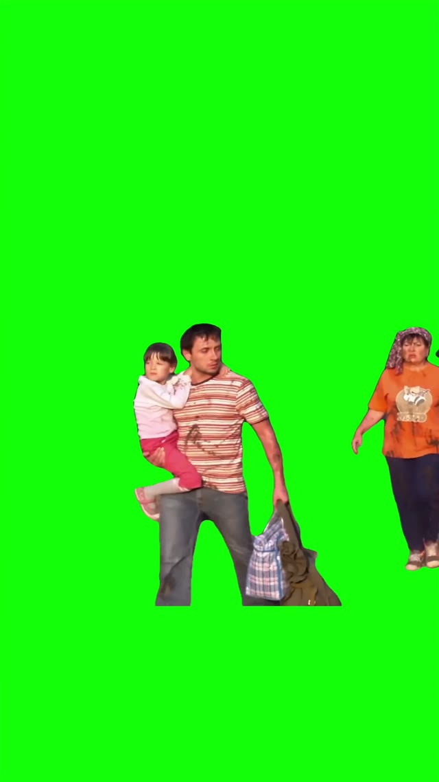 People walking dirty and tired 4k green screen