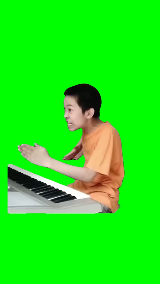 Playing piano green screen