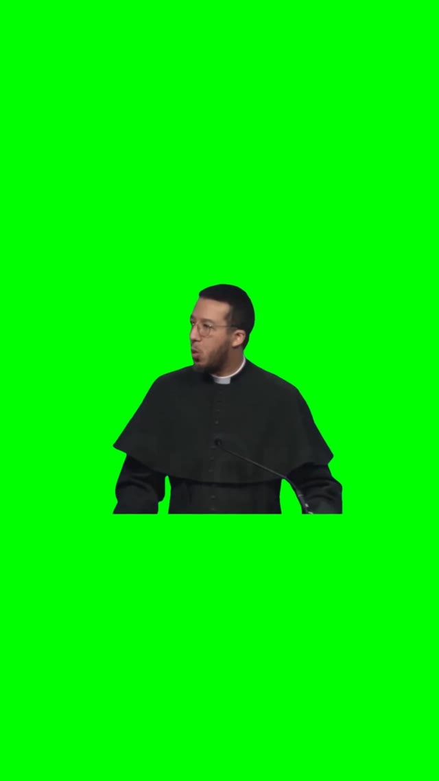 Priest gives a salute  green screen