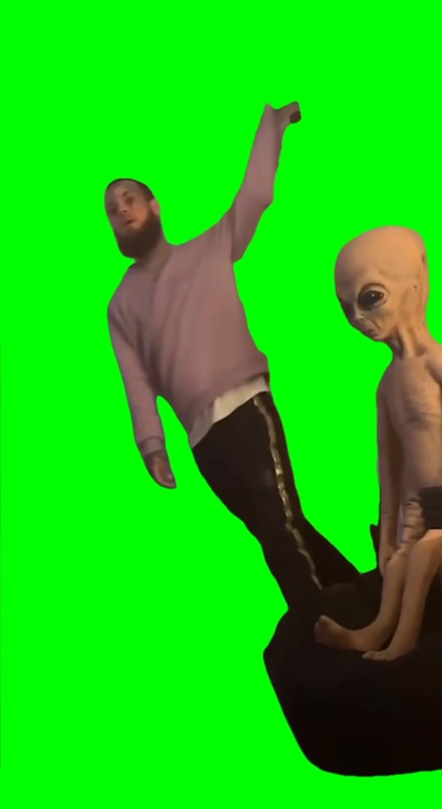 Punching Alien green screen