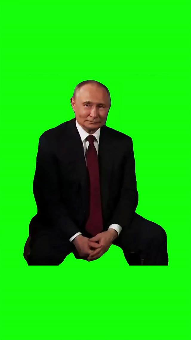 Putin shouting at reporters green screen