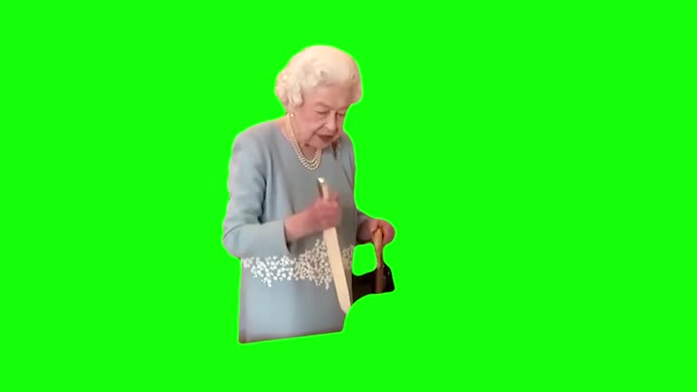 Queen Elizabeth Cuts Cake green screen