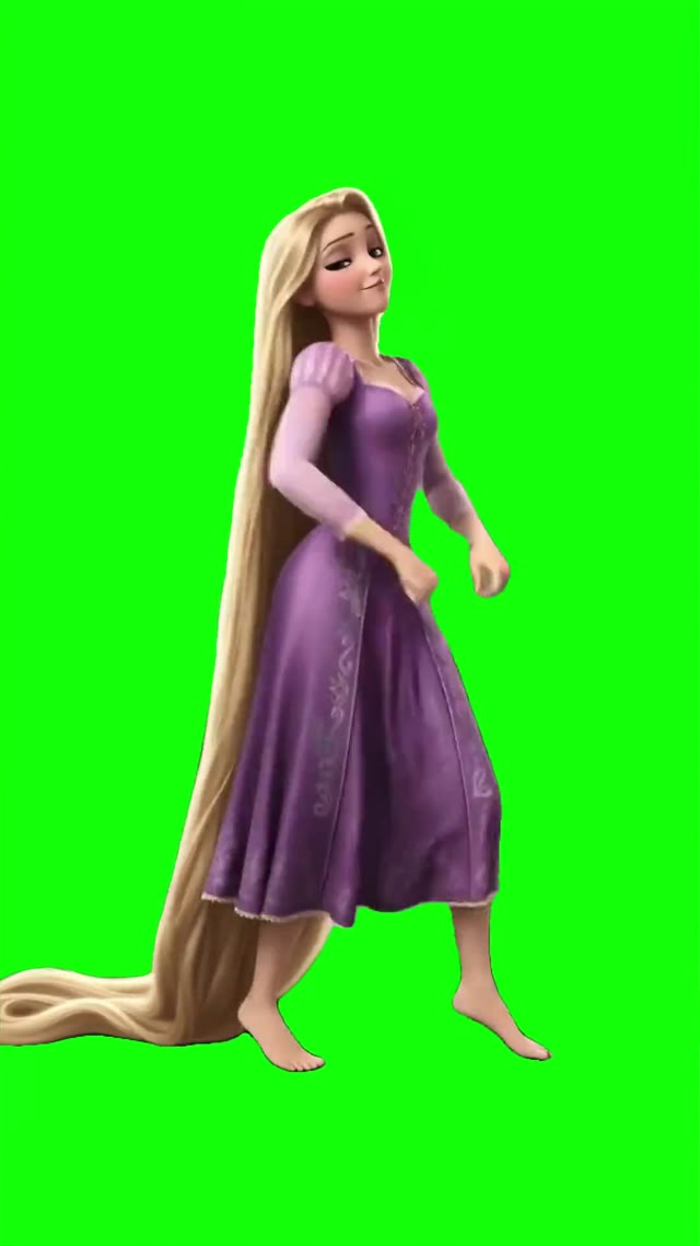 Rapunzel dancing green screen