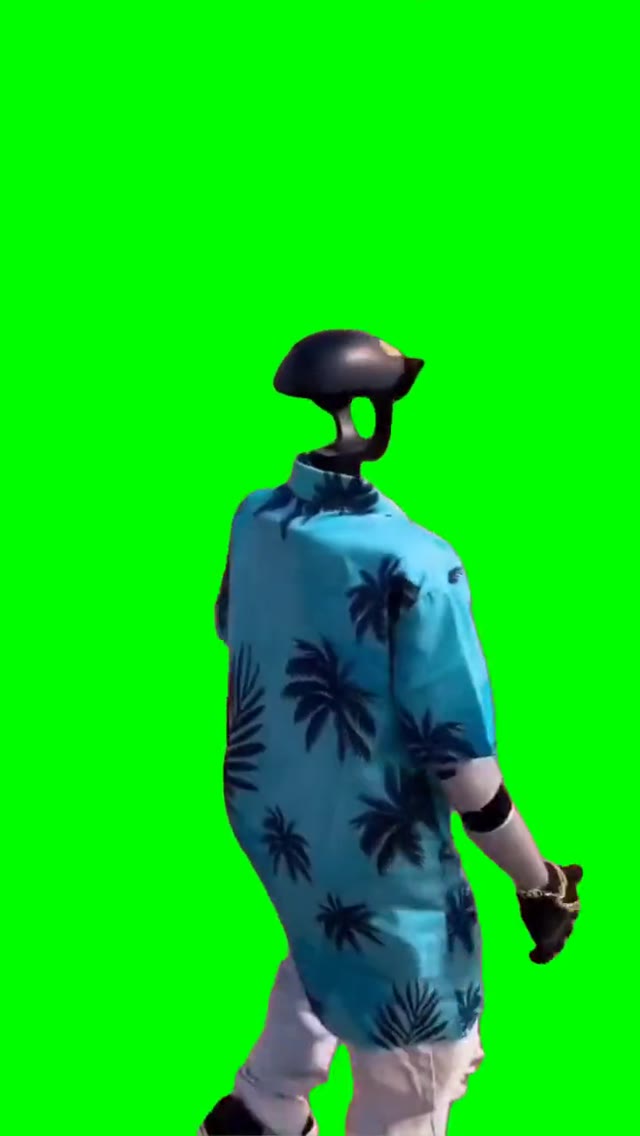 Robot running away  green screen