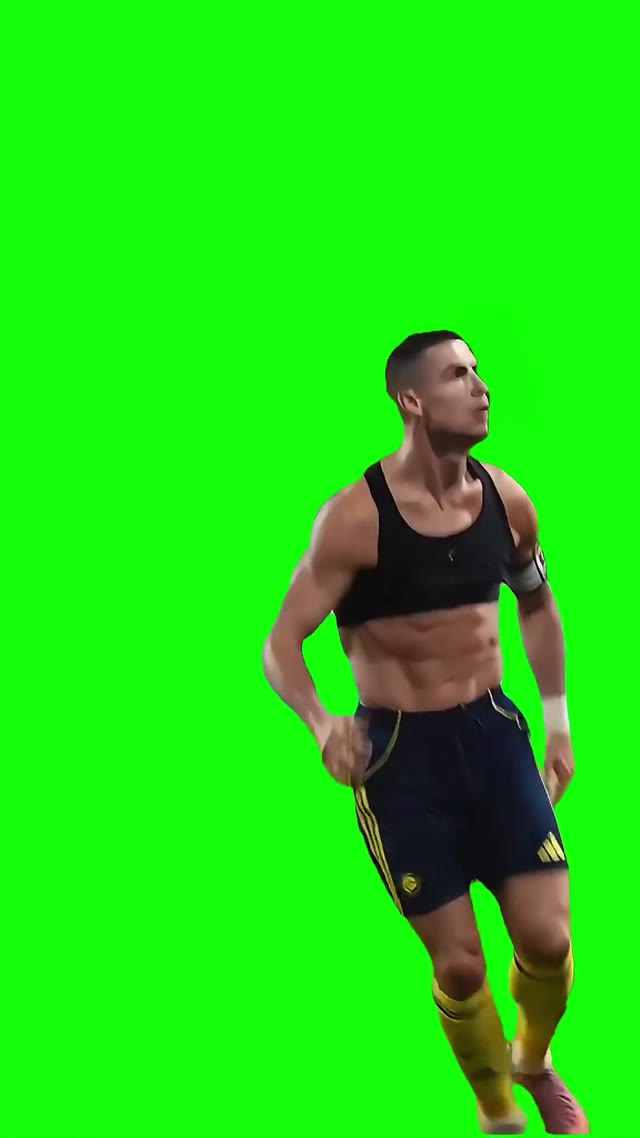 Ronaldo after scoring goal  green screen