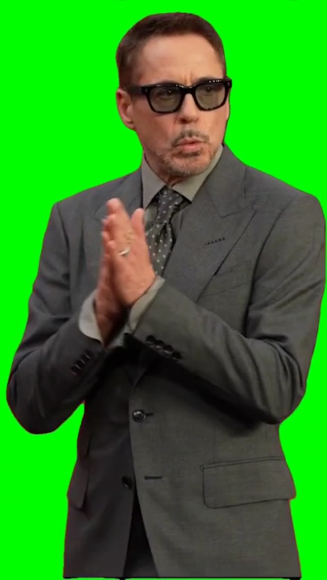 Rubber Downey Jr dancing  green screen