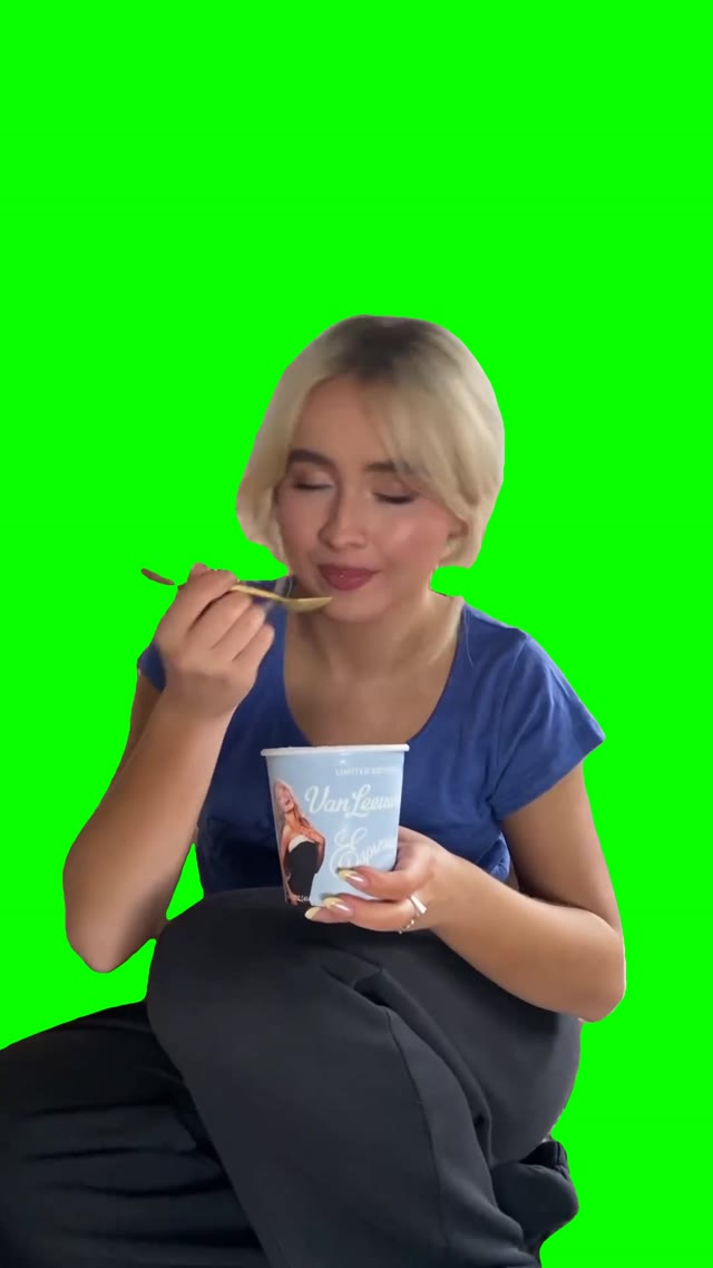 Sabrina eating ice cream green screen