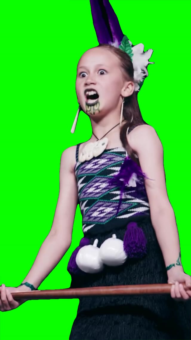 Samoan girl performing green screen