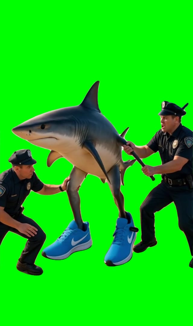 Shark brainrot green screen