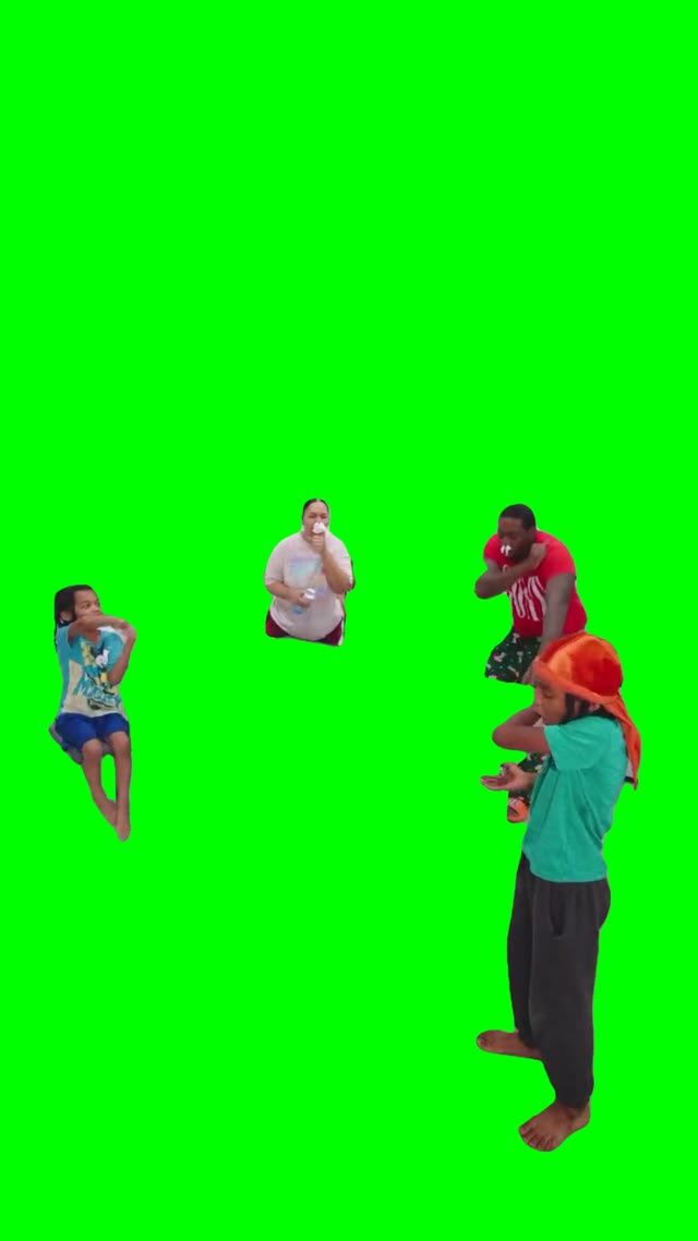 Sick family Coughing green screen