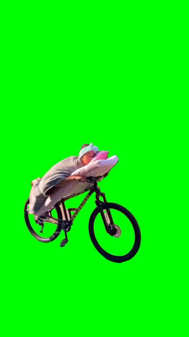 Sleeping and riding Bike green screen