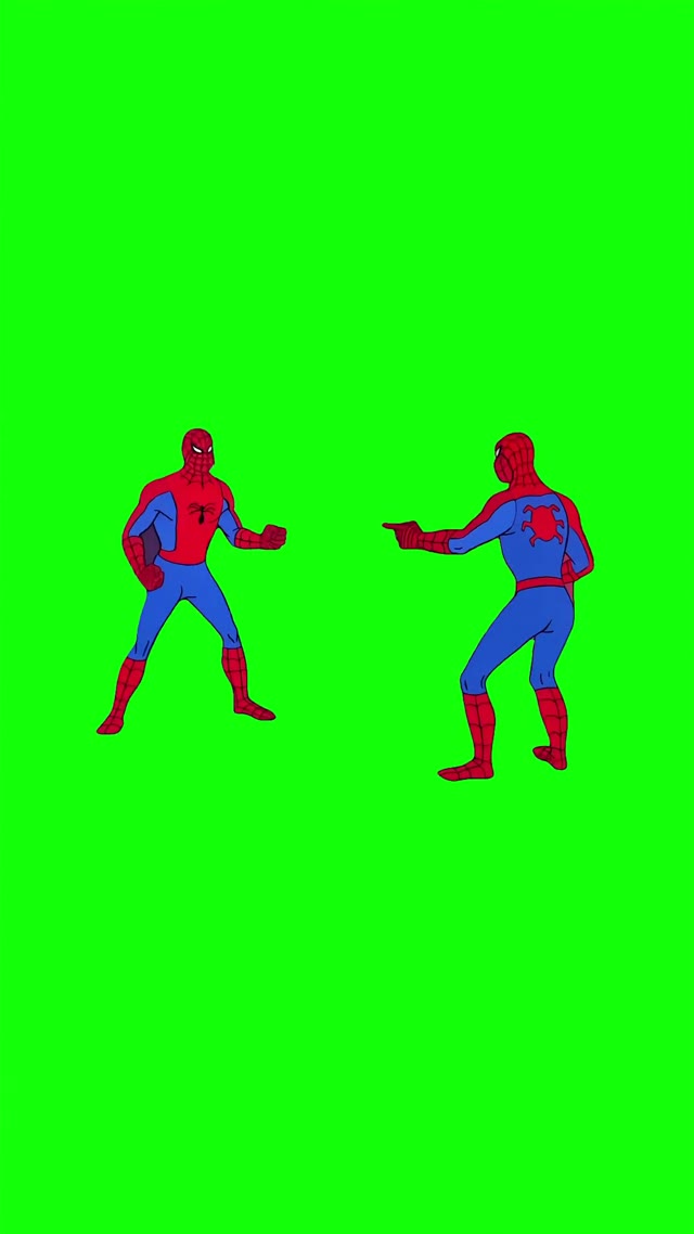 Spiderman pointing green screen
