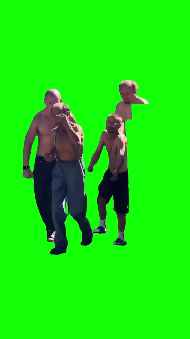 Squad pulling up green screen