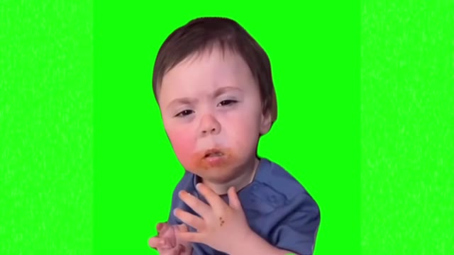Suspicious kid green screen