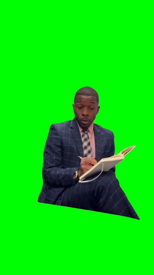 Taking notes green screen