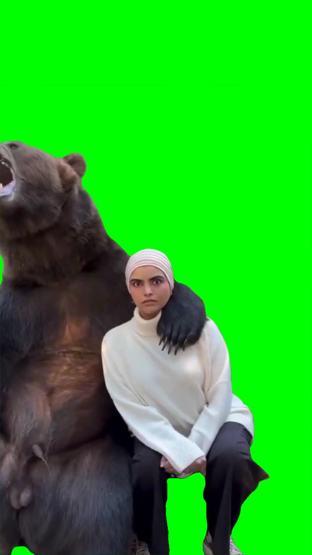 Taking pictures with bear green screen